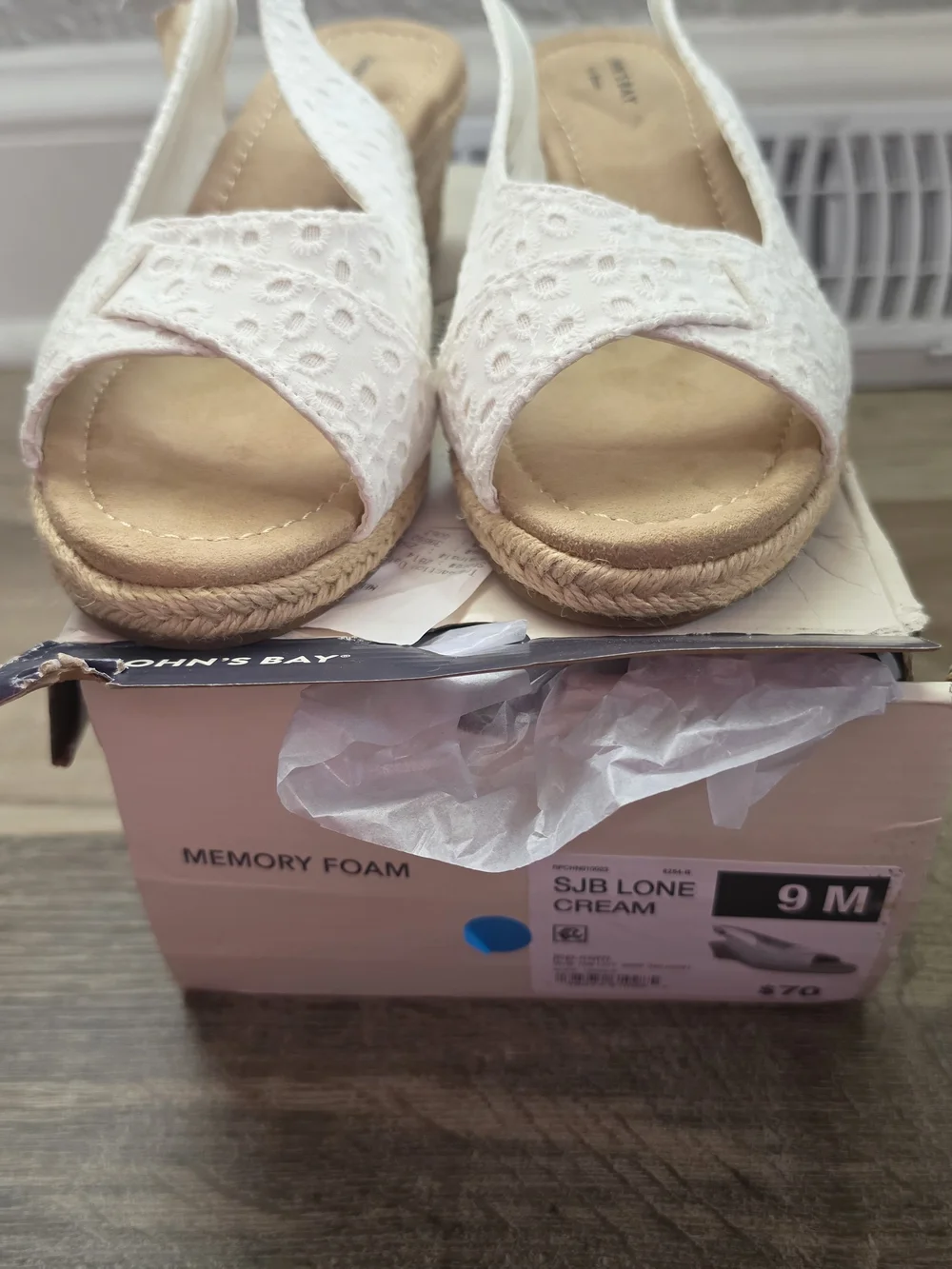 St. John's Bay Slingback espadrille wedge sandals / Peep-toe wedges